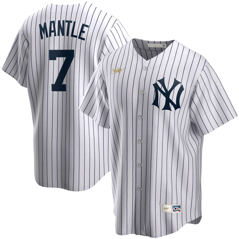 2020 MLB Men New York Yankees #7 Mickey Mantle Nike White Home Cooperstown Collection Player Jersey 1